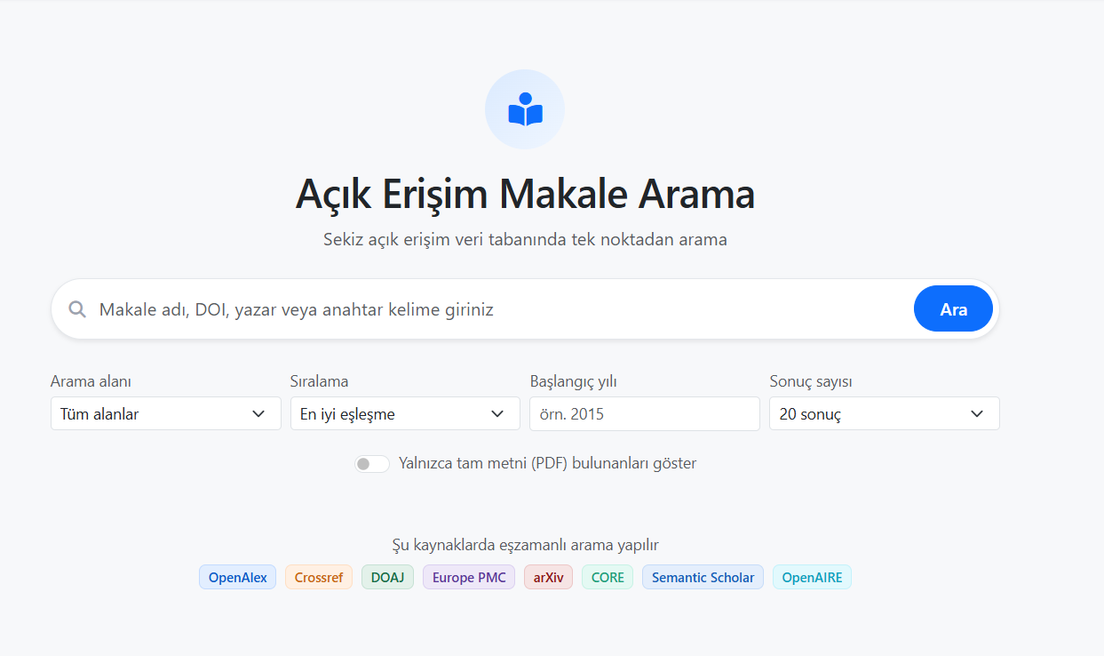 Açık Erişim Makale Arama